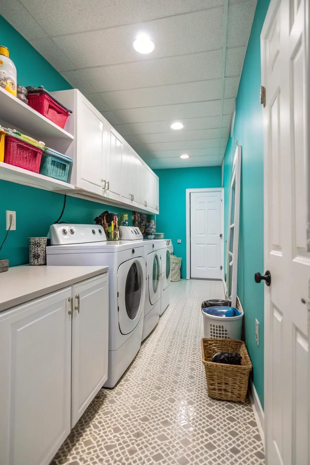 A pop of color can transform a functional space into a stylish haven.