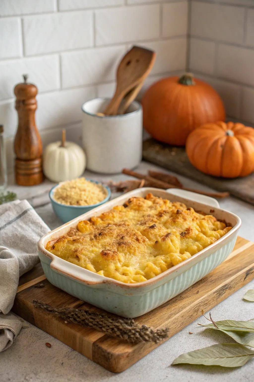 Pumpkin mac and cheese: A creamy and seasonal delight.