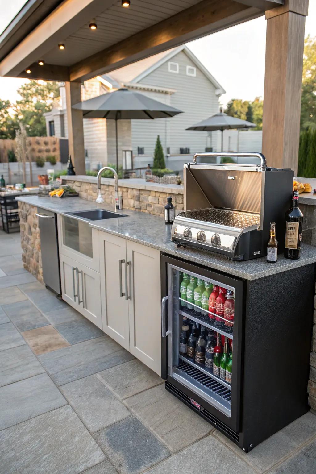 A beverage station ensures drinks are always on hand and ready.