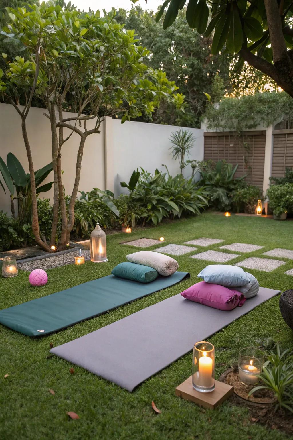 Find tranquility in a dedicated yoga and meditation corner.