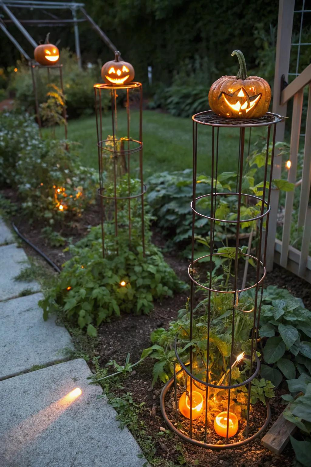 A glowing trio of jack-o'-lanterns to illuminate your path.