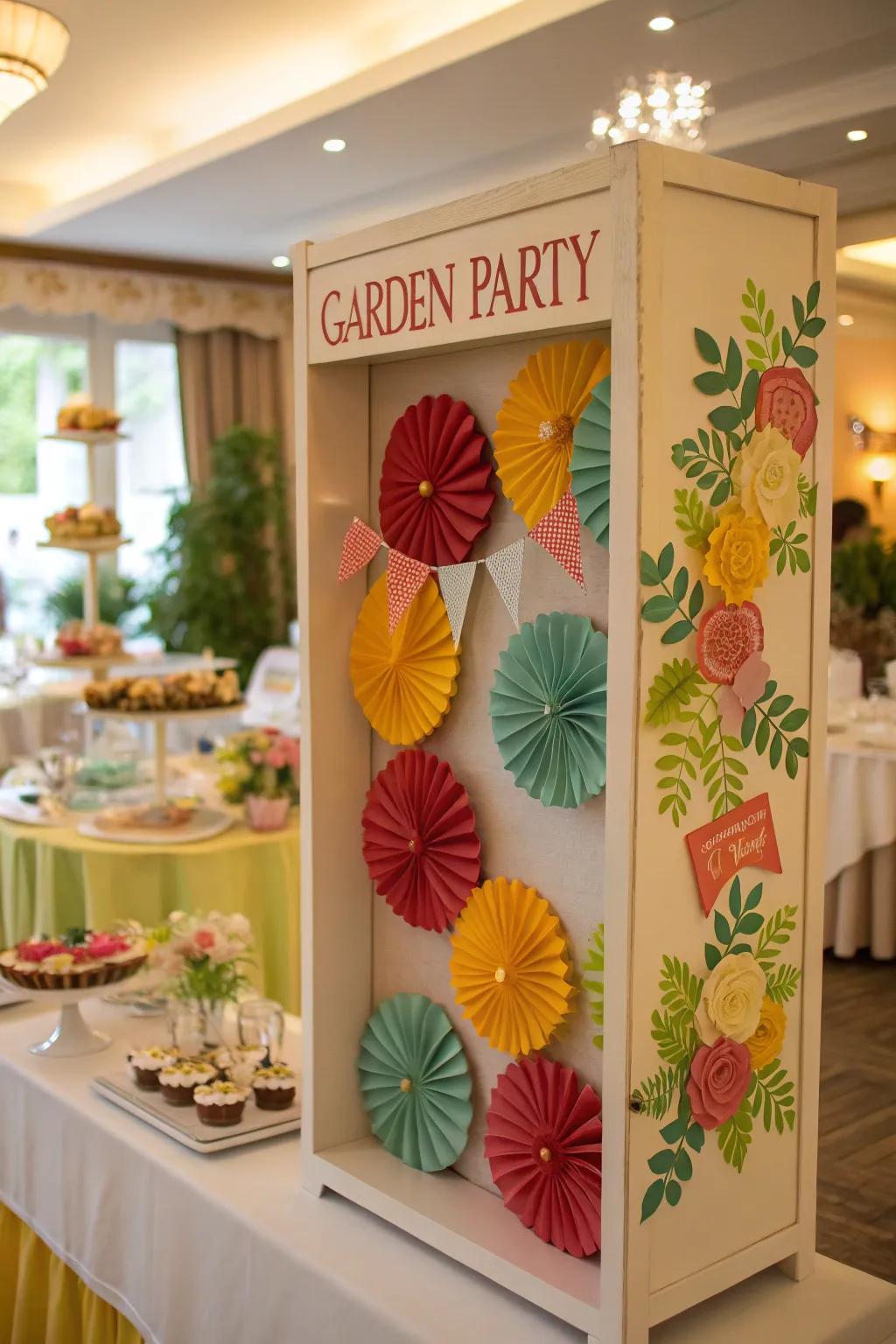 Garden party shadow box brings festive joy to your home.