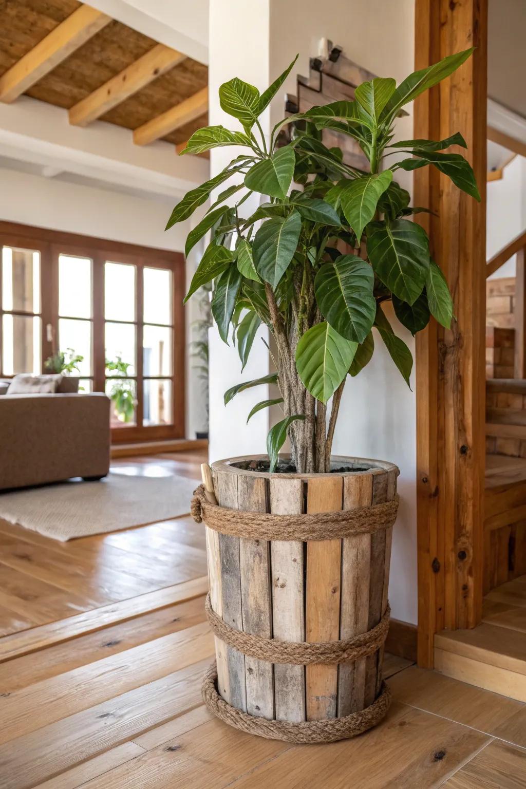 Reclaimed wood adds sustainability and style.