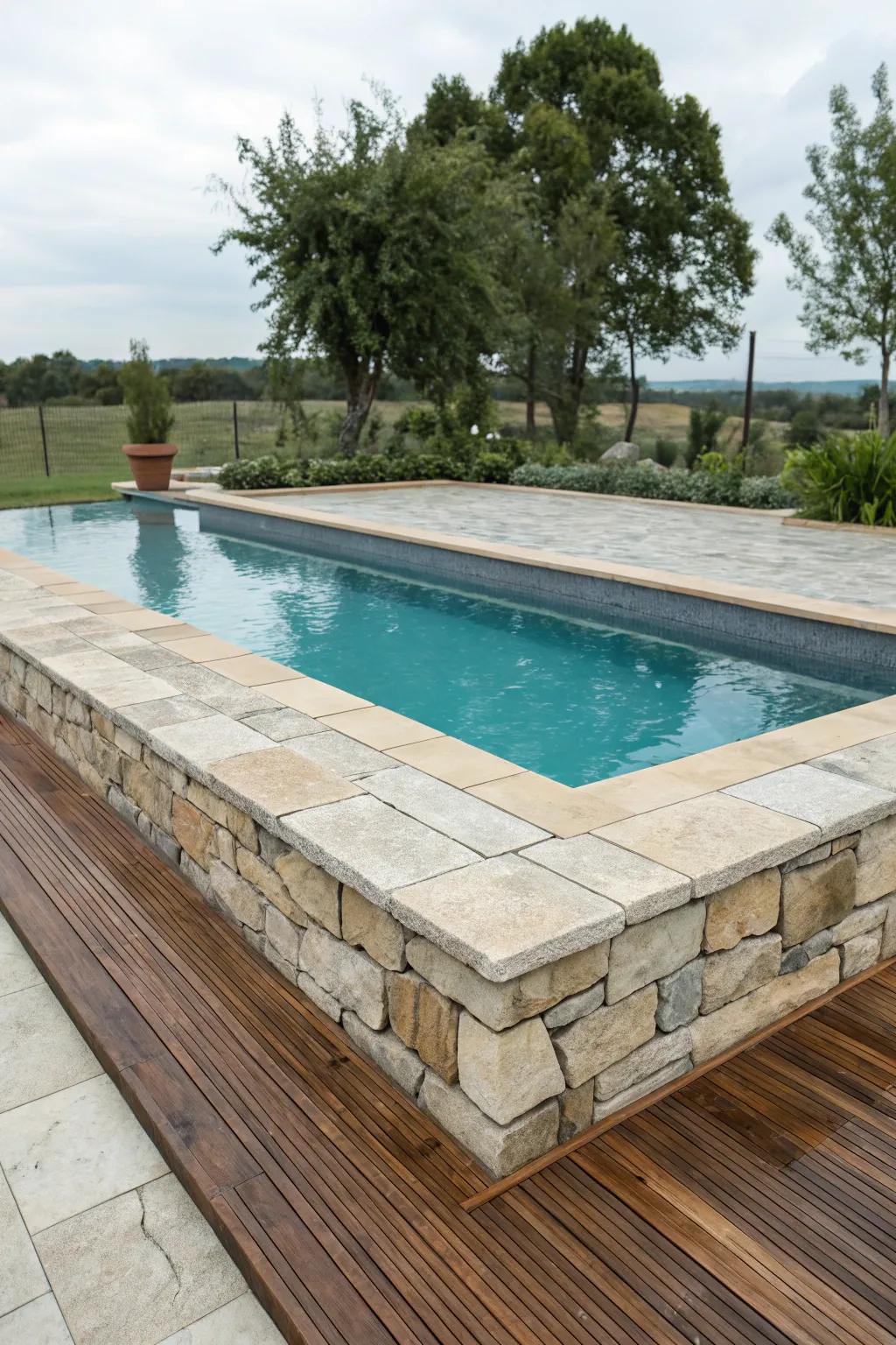 Mixed material coping offers a personalized and innovative look.