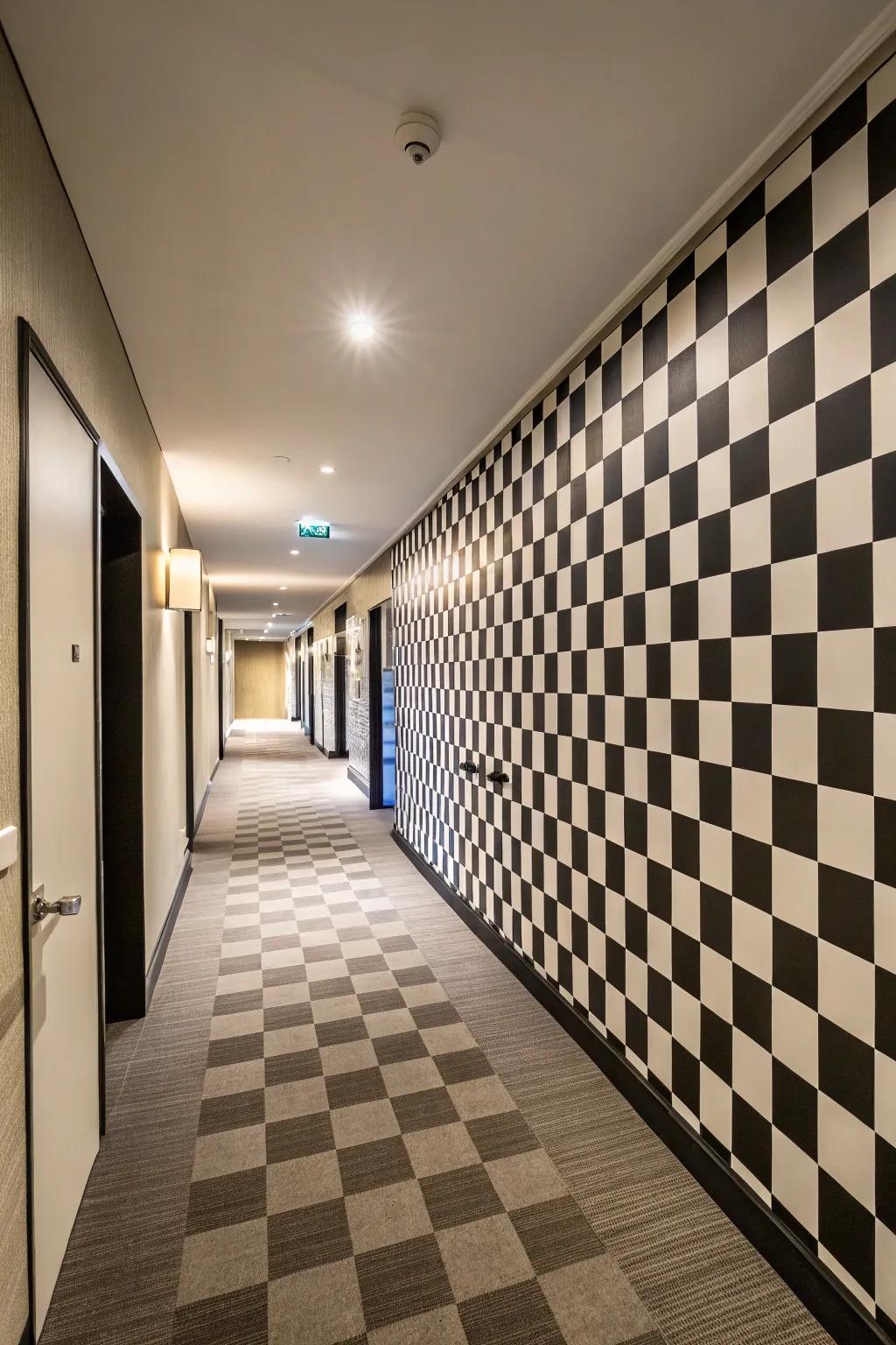 Checkerboard patterns marry sophistication with playfulness.