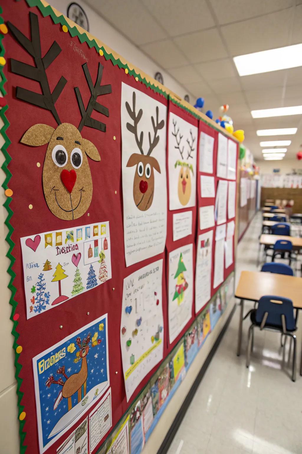 Reindeer art projects showcase student creativity.