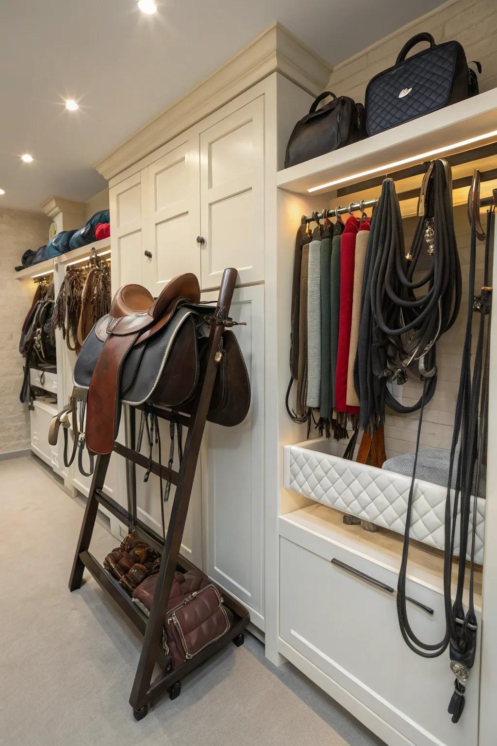 Foldaway racks offer adaptable and efficient storage.