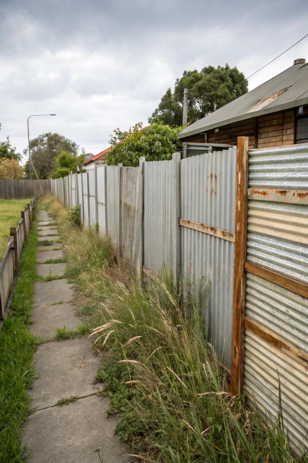 Corrugated metal panels lend an industrial chic vibe to this modern outdoor space.