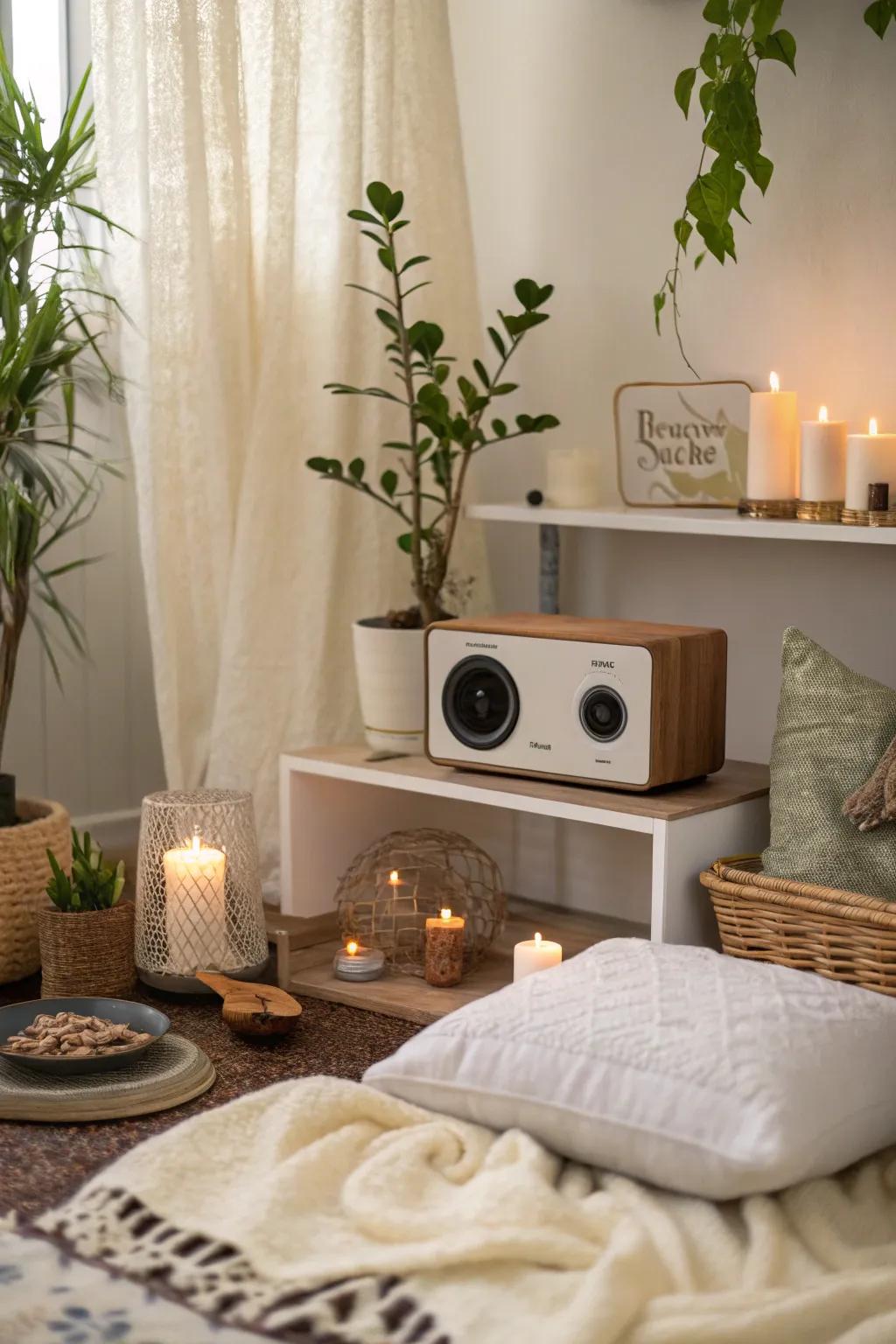 Soft music enhances tranquility.