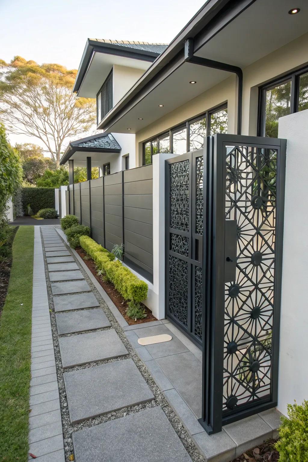 A metal privacy screen that offers style and security.