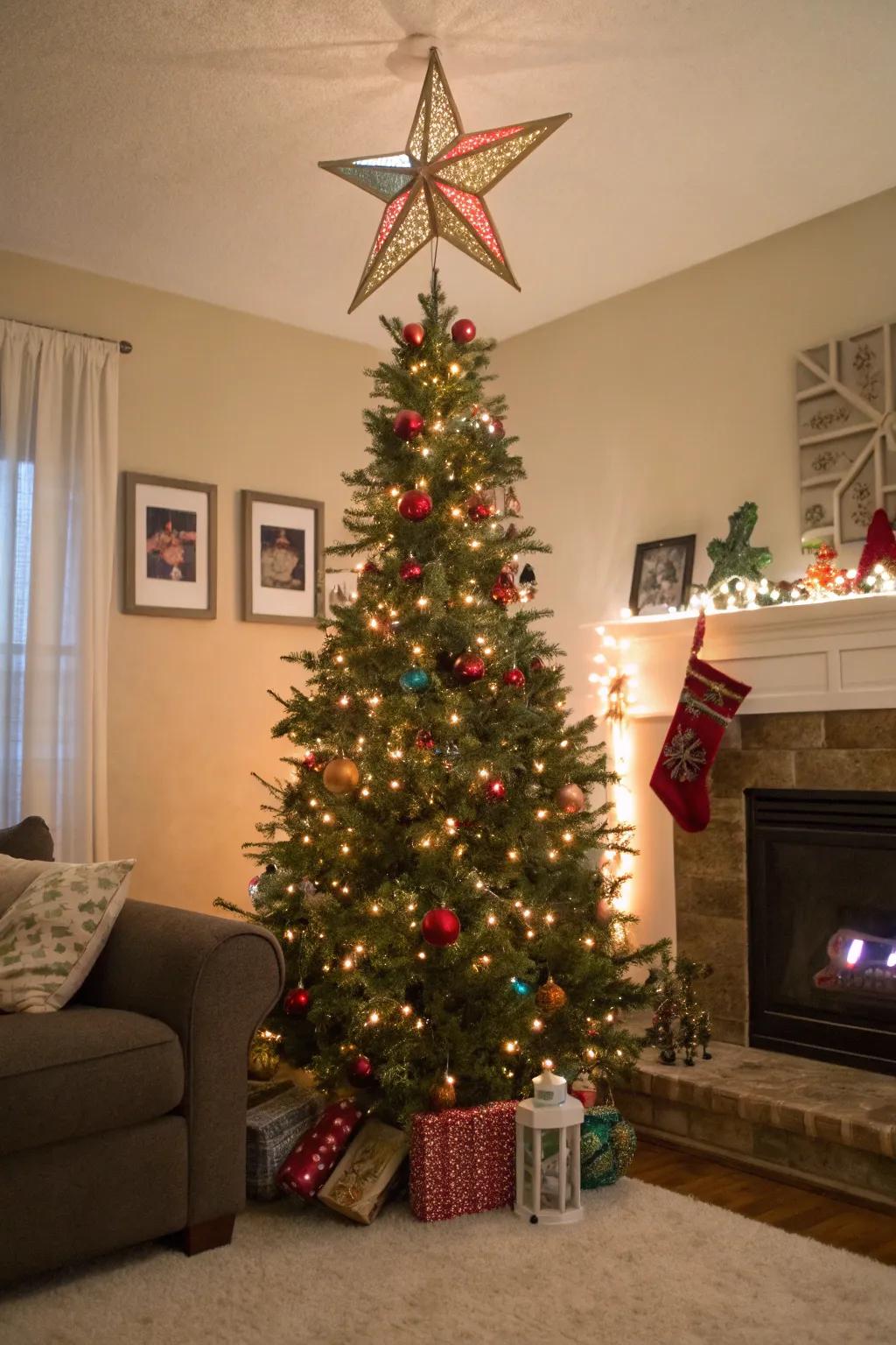 A statement topper makes your tree the focal point.