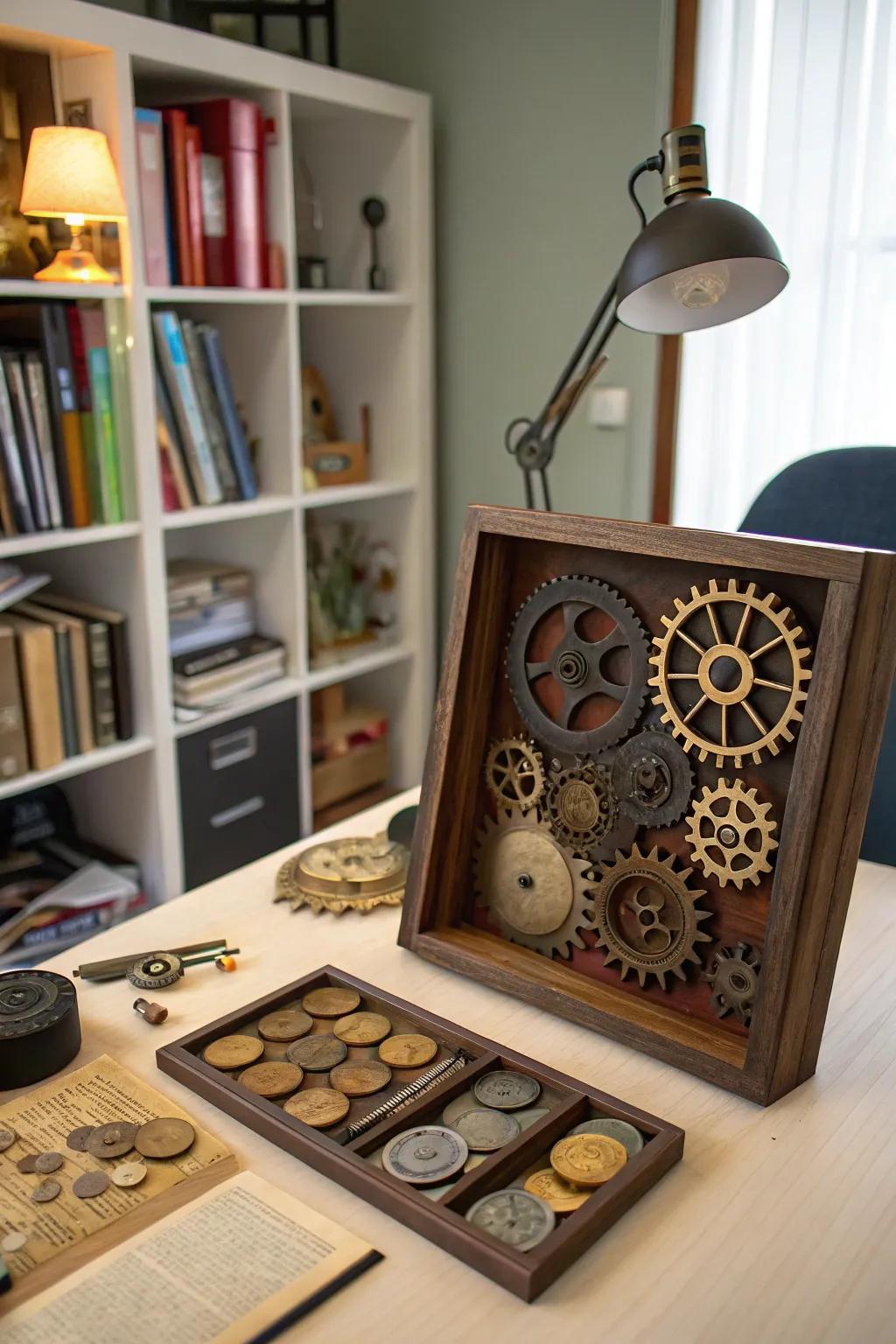 Explore the fantastical with a steampunk shadow box.