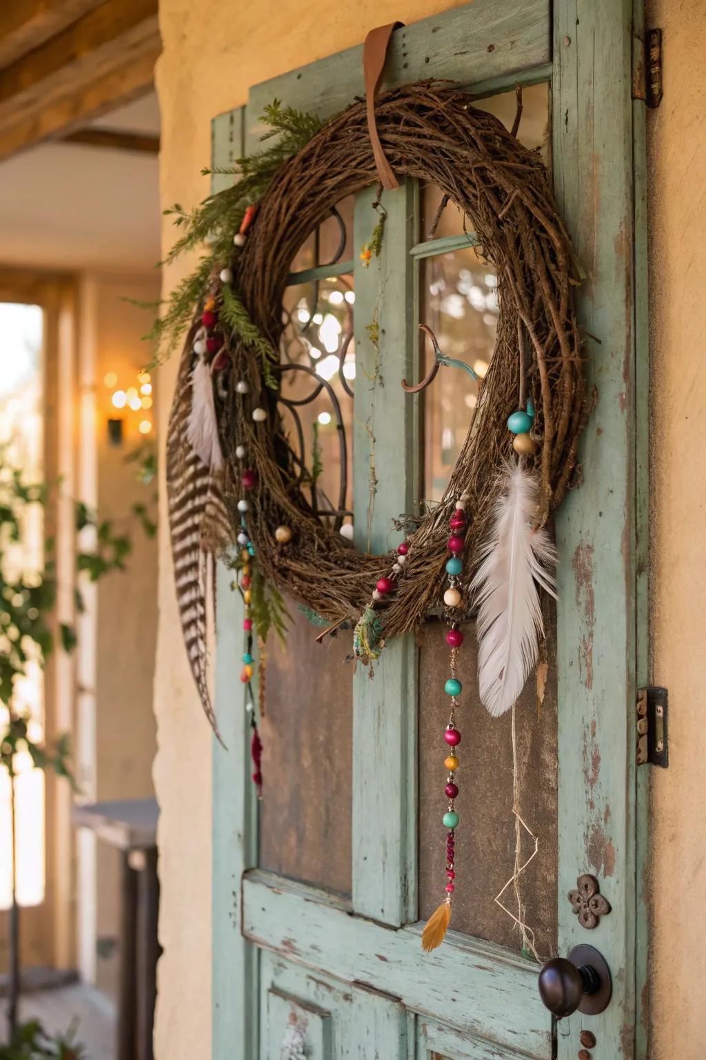 Express your free spirit with a bohemian-style wreath.