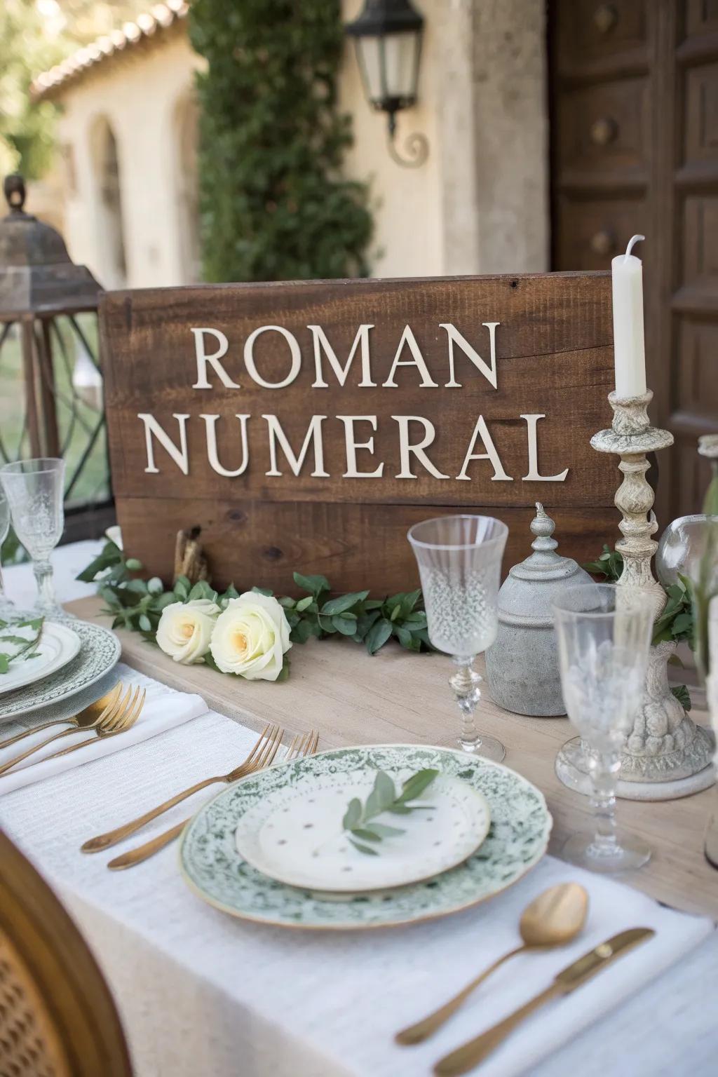 Roman numerals add a classic and vintage touch to your tables.