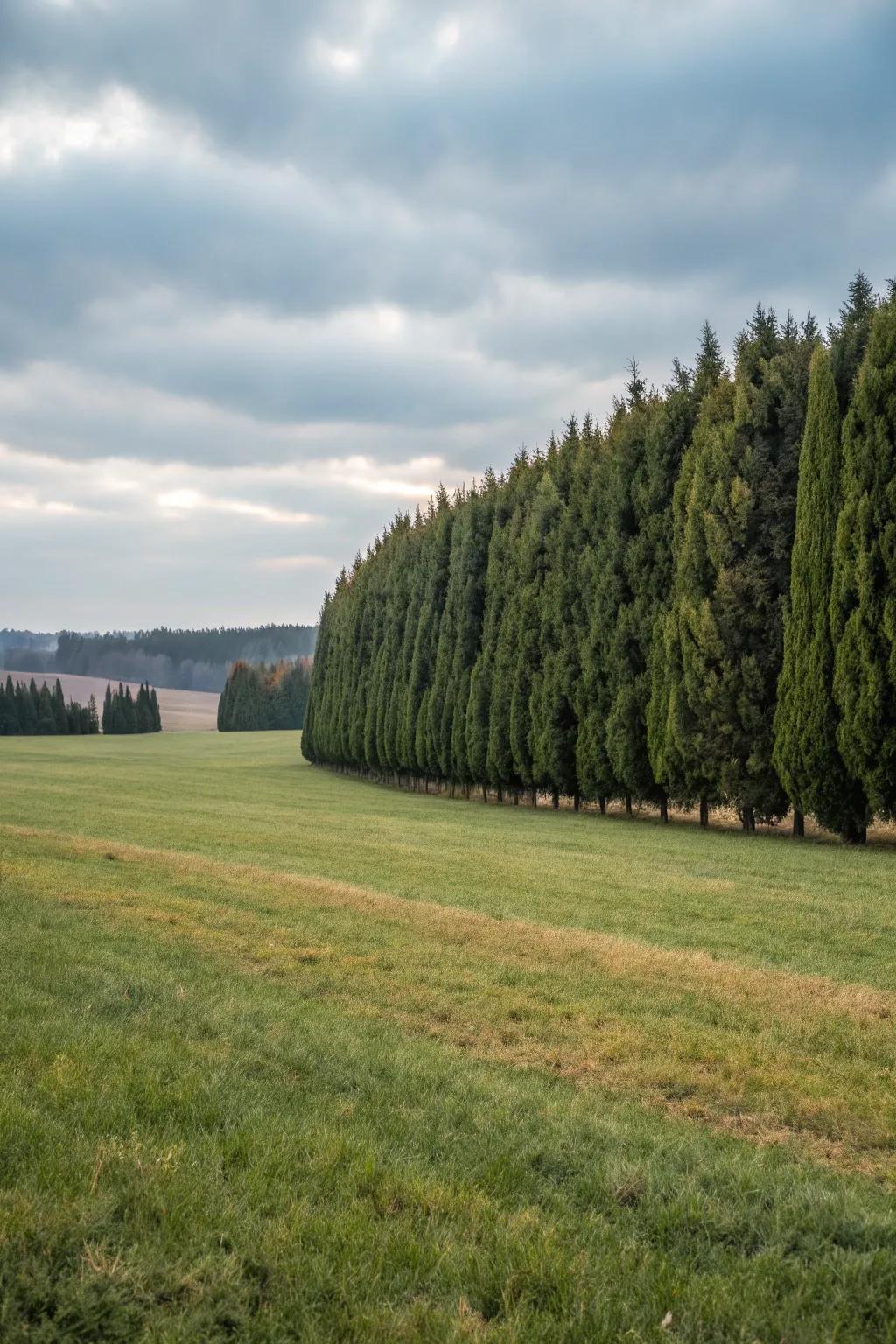 Protect your garden with a windbreak of Thuja Green Giants.