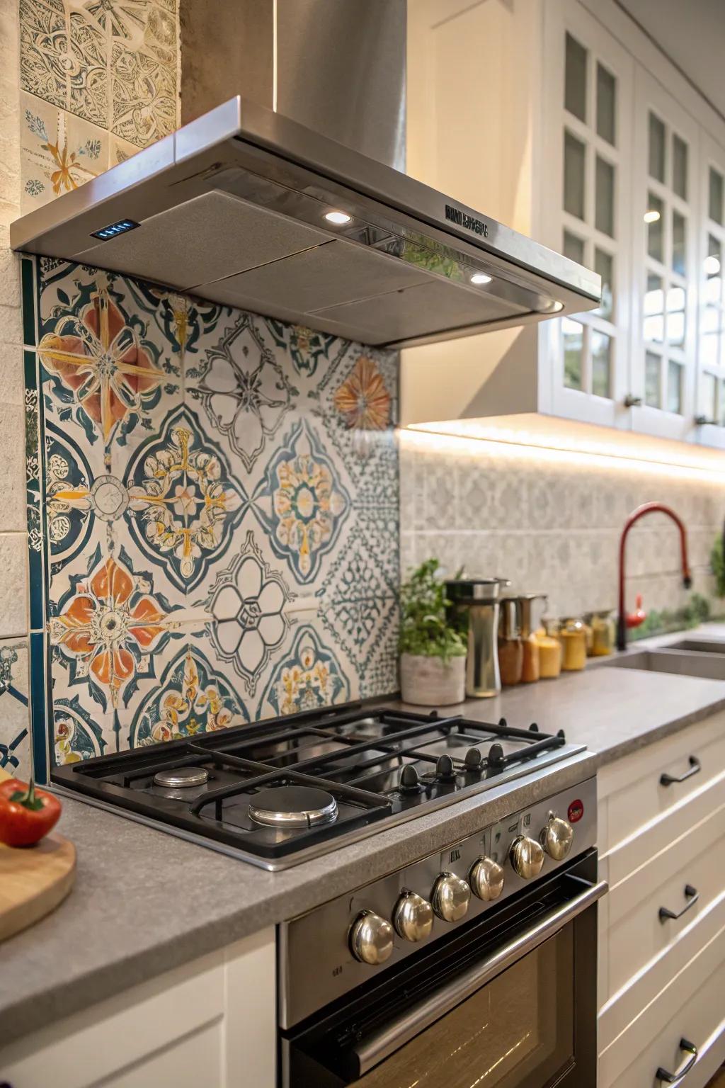 Arabesque tiles lend an exotic and artistic touch.