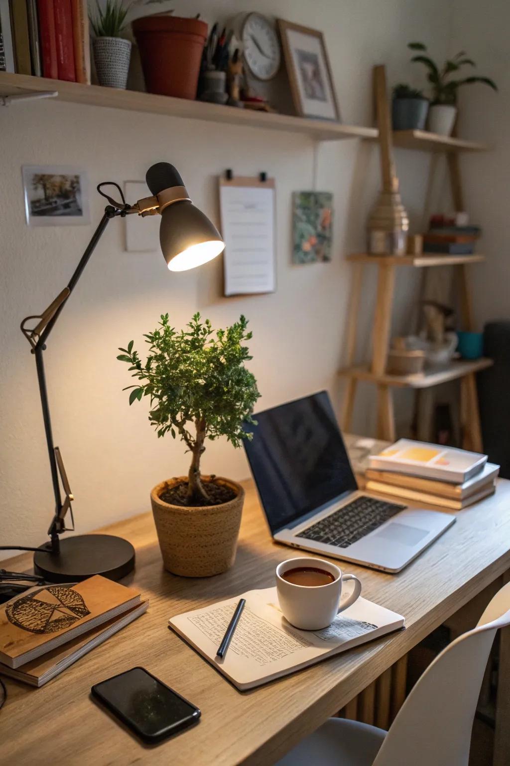 A touch of greenery can invigorate any workspace.