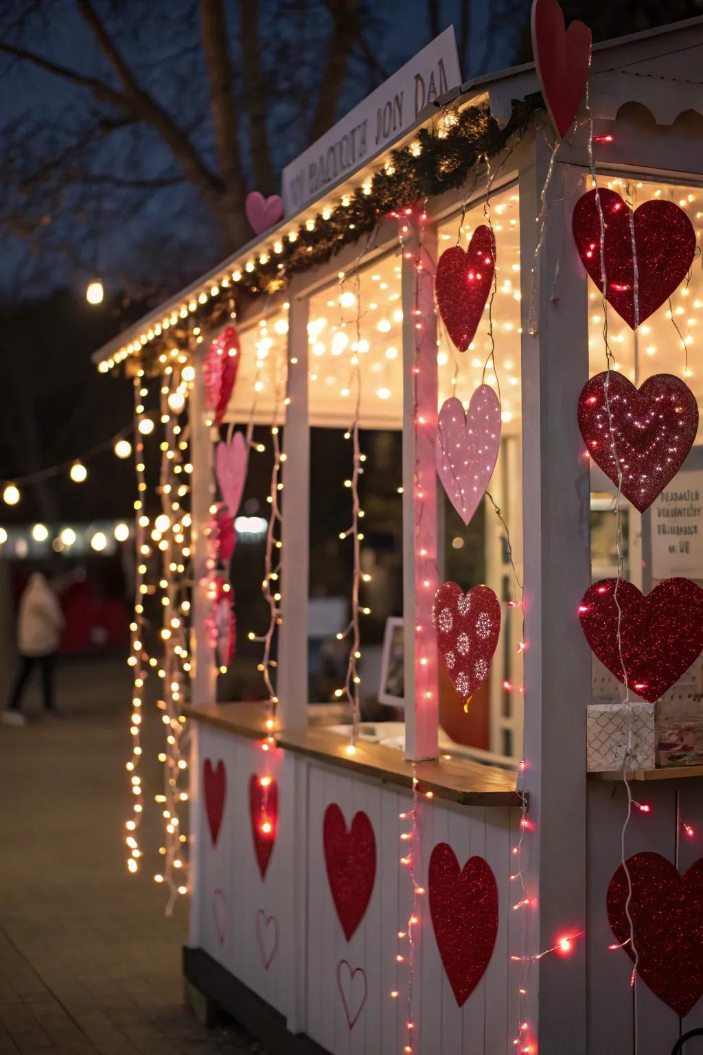 Whimsical light displays create a warm ambiance.