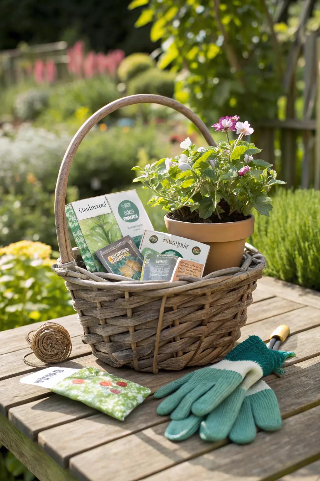 A gardener's delight basket for plant enthusiasts.