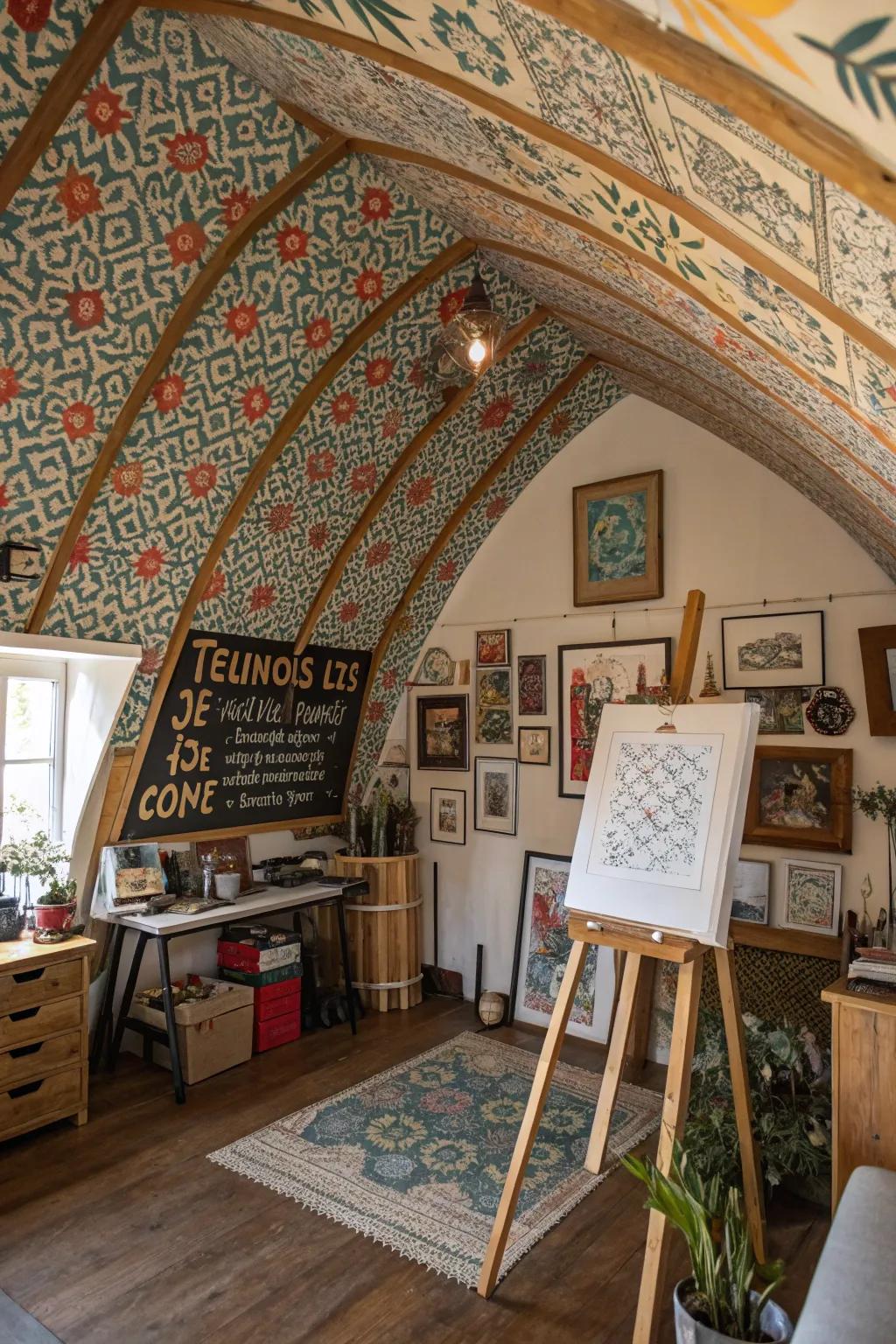 Patterned ceilings make a unique and artistic statement.