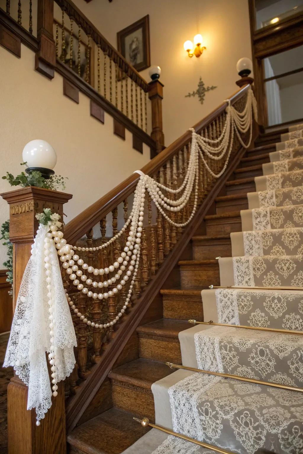 Vintage elements bring timeless glamour and elegance to this staircase.