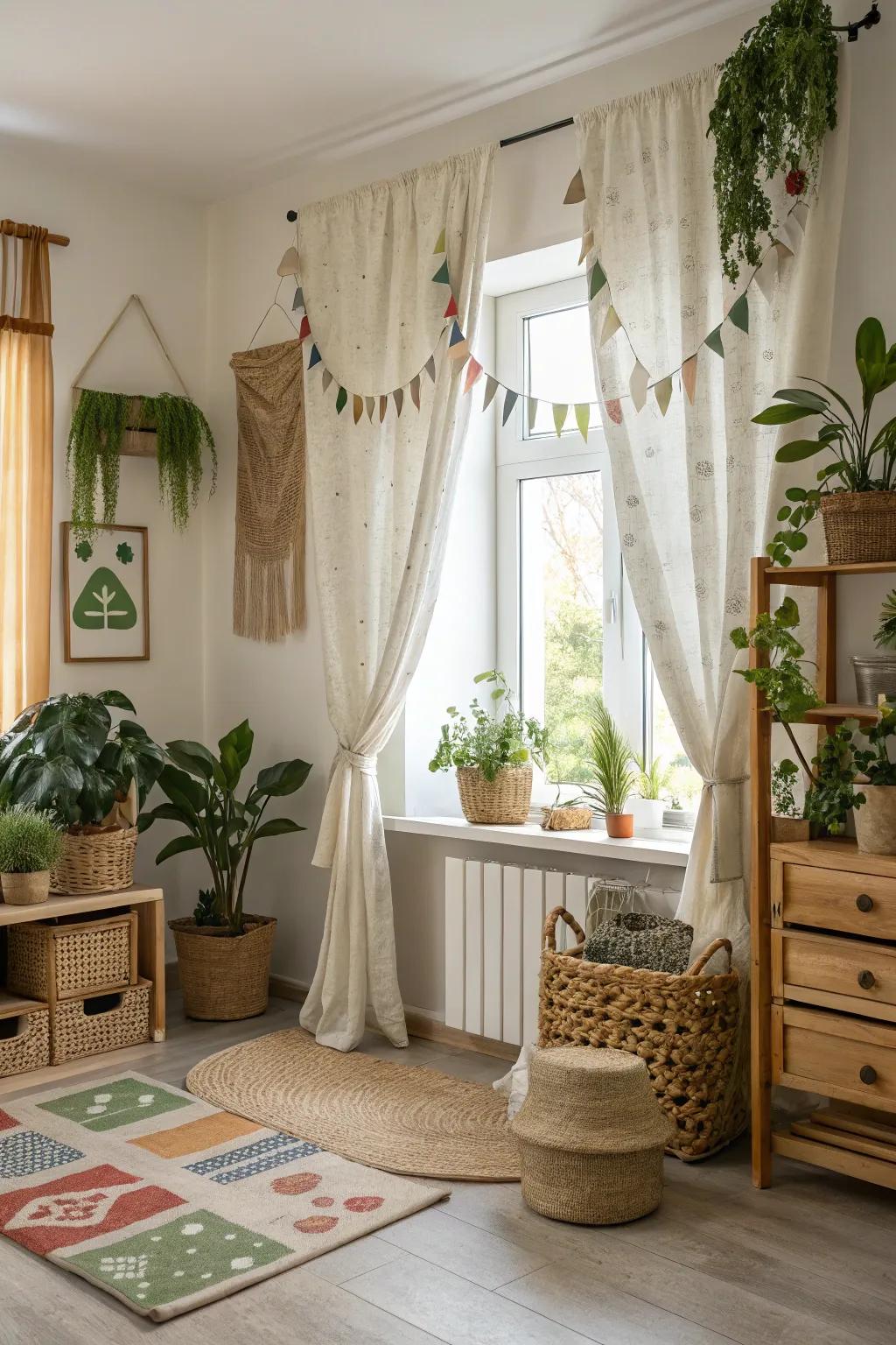 Choose eco-friendly style with recycled fabric window treatments.