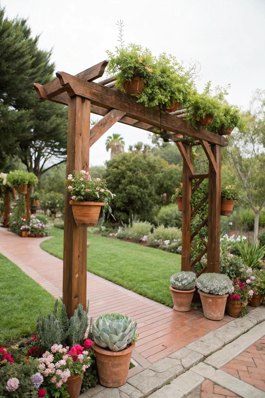 A living wall of plants creates a sustainable and beautiful arch.