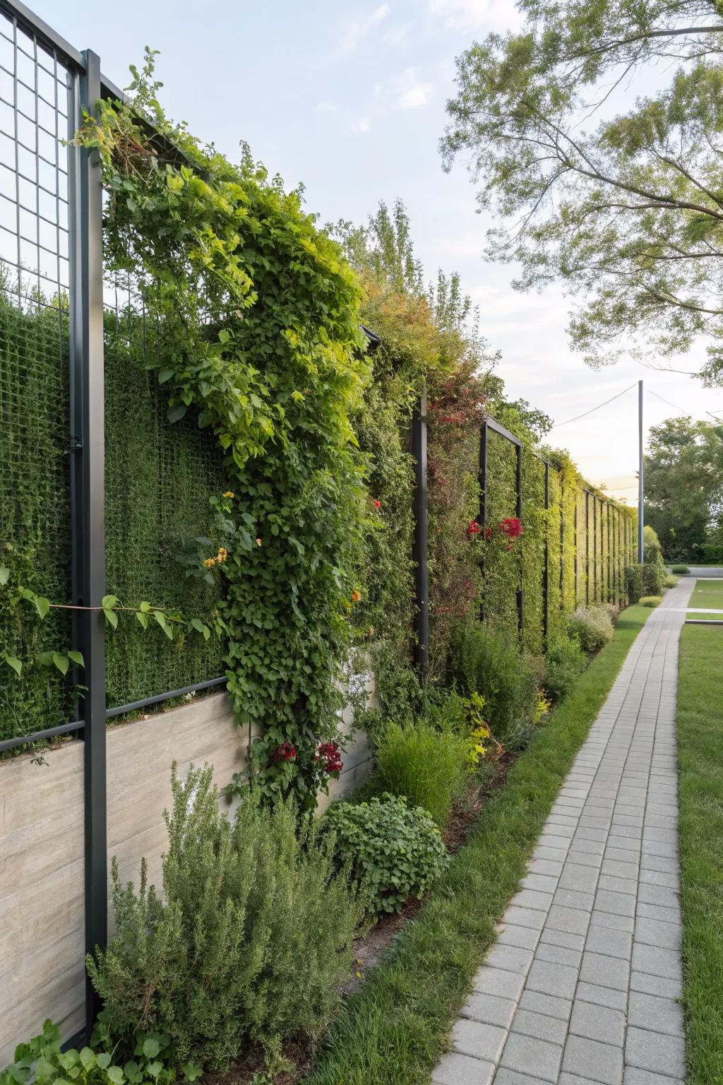 Vertical gardens turn fences into lush, living walls.