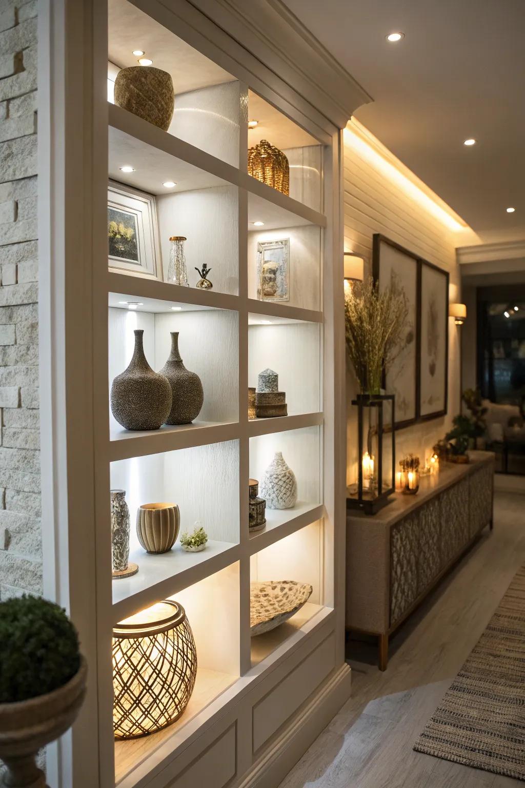 Highlight your favorite pieces with strategic accent lighting.