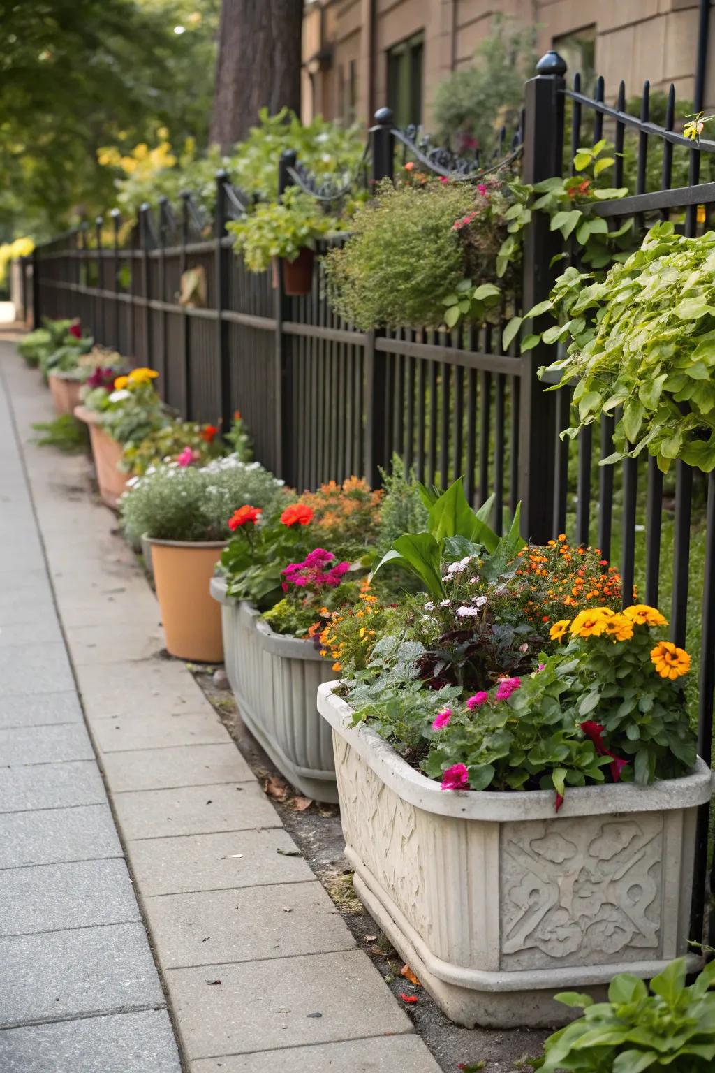 Container gardening adds versatility and color.