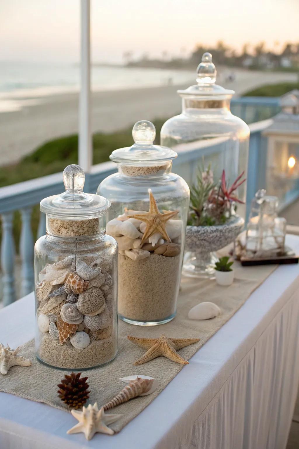 Beach-inspired apothecary jars bring the ocean's tranquility indoors.