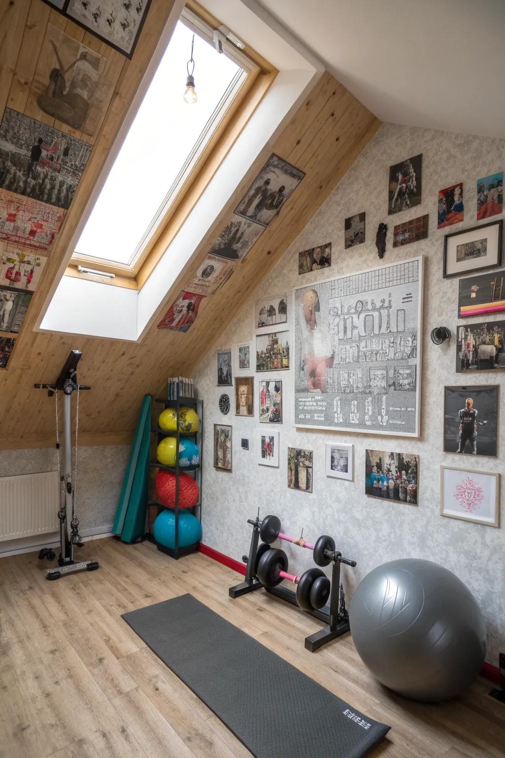 Personalized wall art adds inspiration to your workout space.