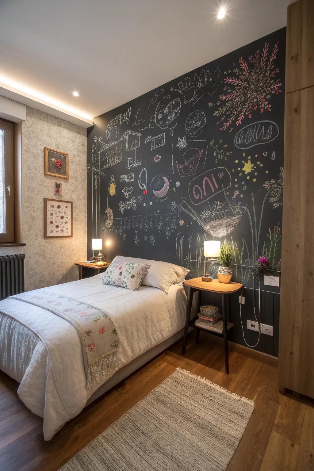 Chalkboard walls invite creativity.