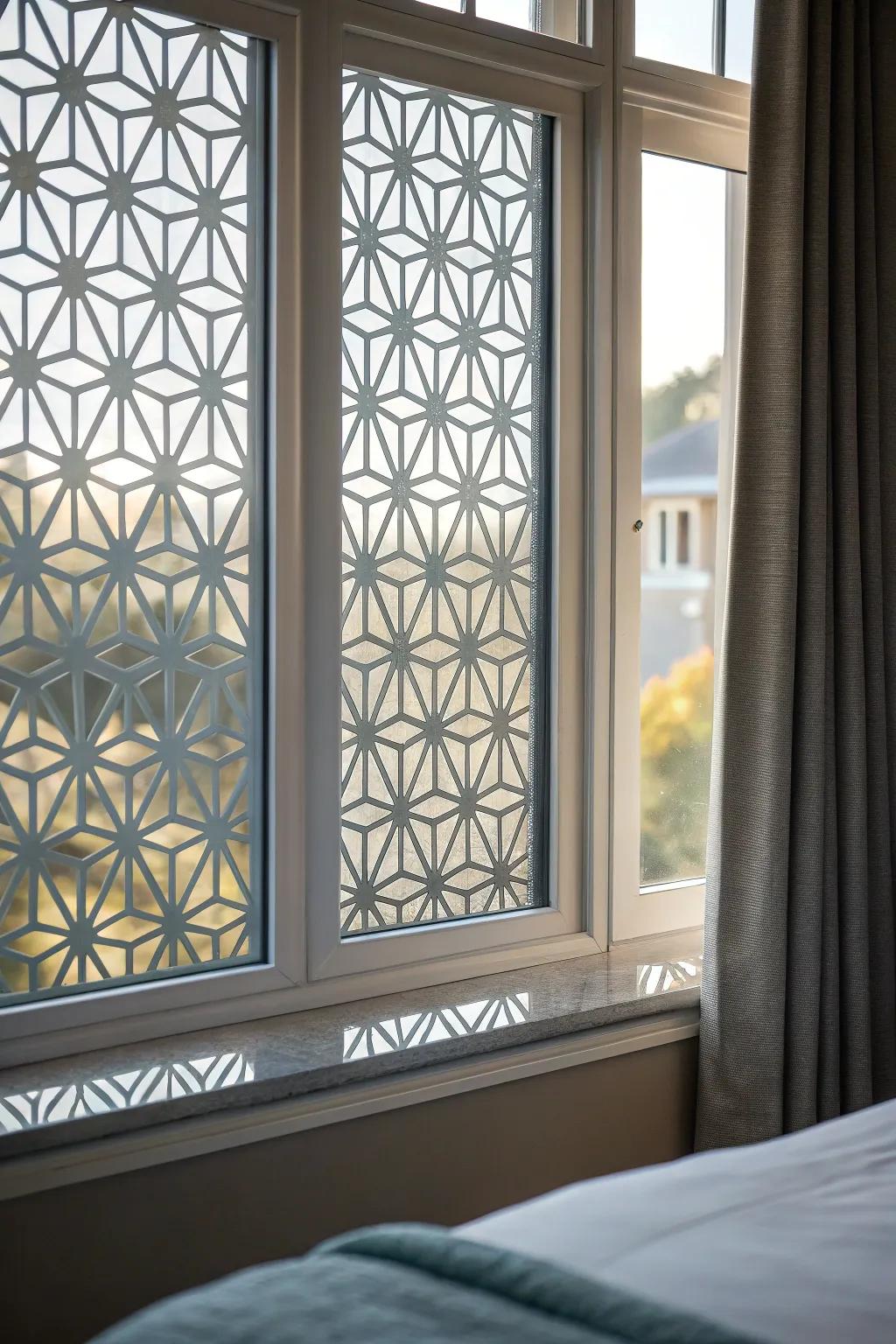 Window film adds a modern twist with customizable designs.