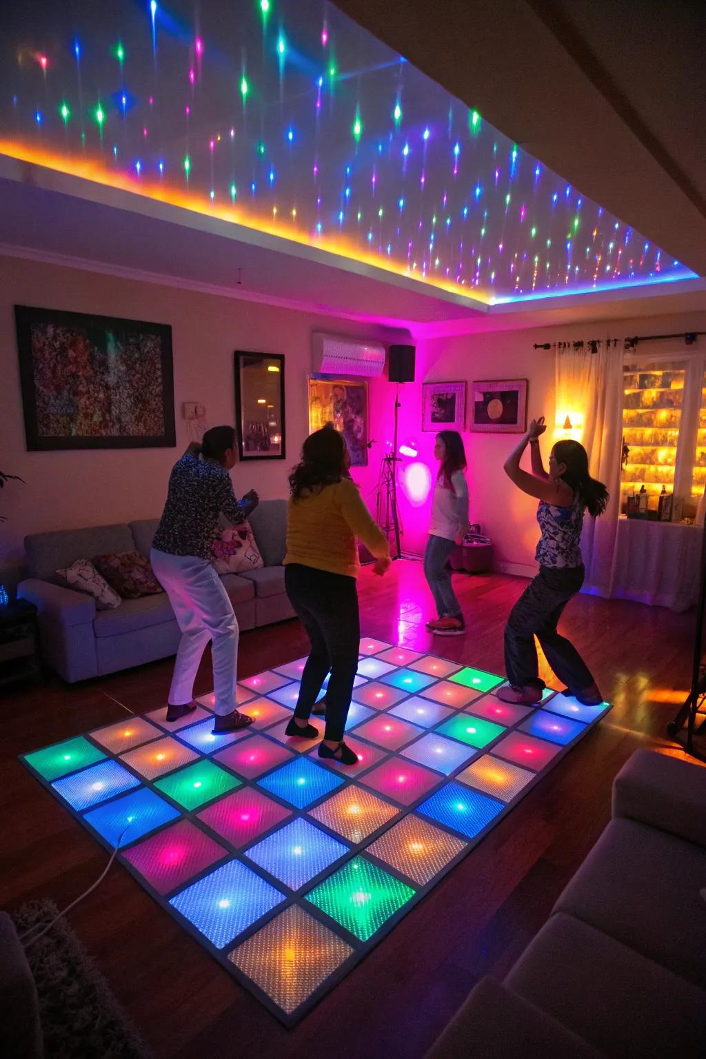 Create a dance floor that lights up the night.