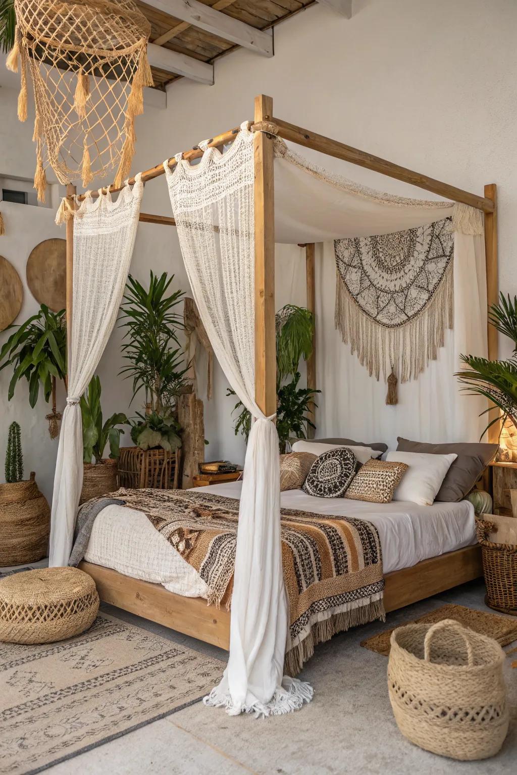 A canopy bed adds elegance and tranquility.