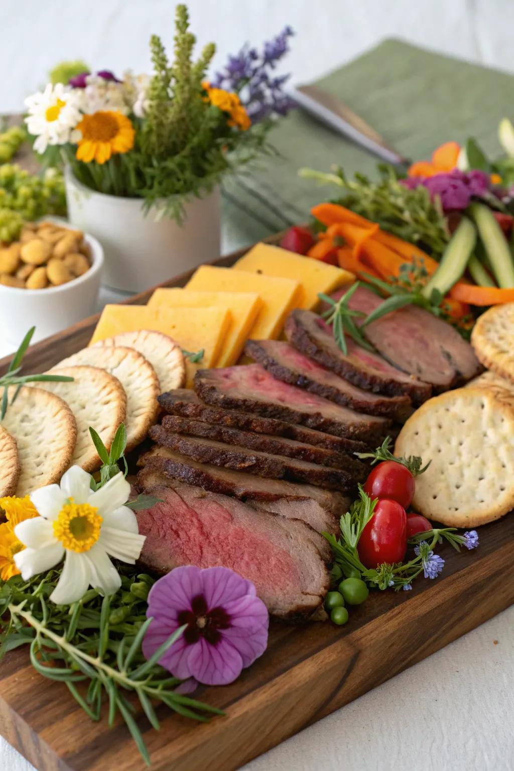 Herbs and edible flowers for a colorful, elegant touch.