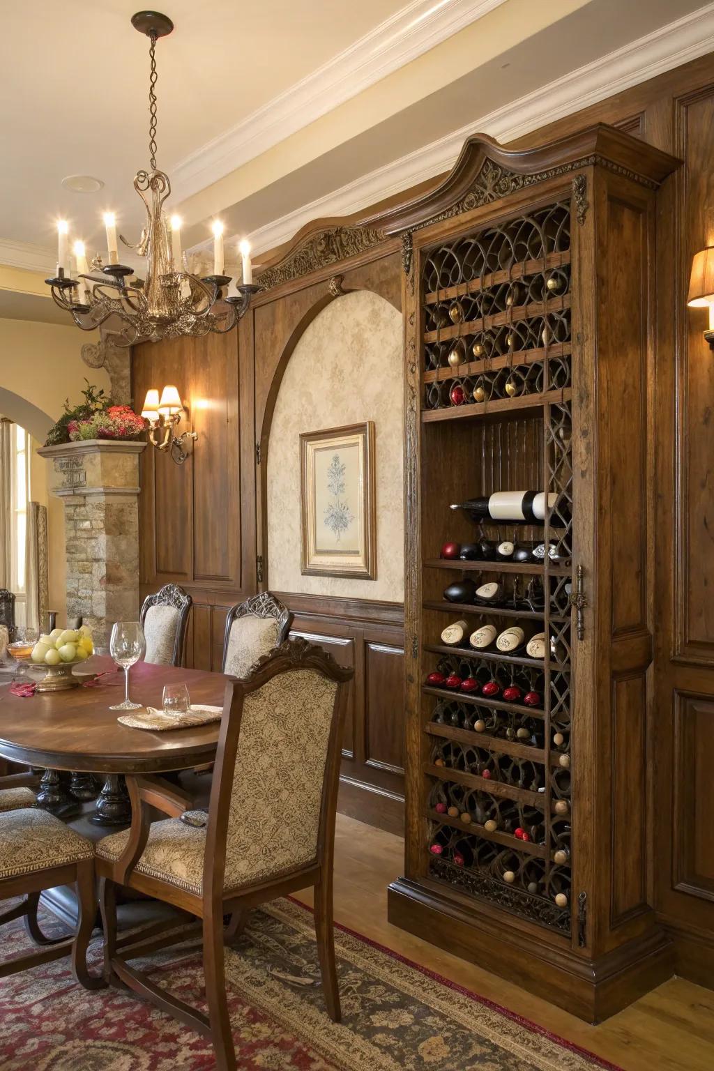 Vintage charm meets practicality in this classic wine storage solution.