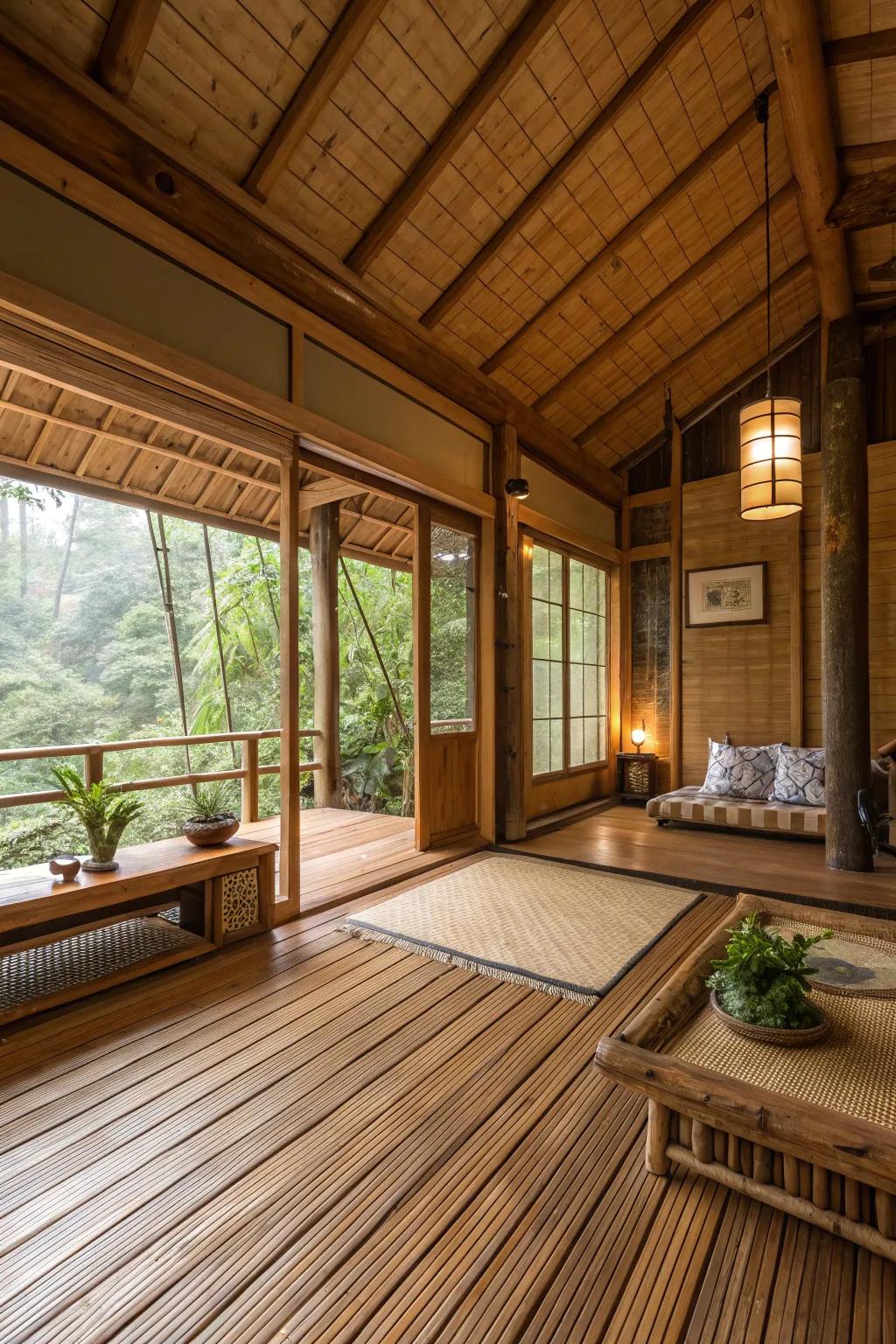 Bamboo flooring provides an eco-conscious and appealing choice for cabins.