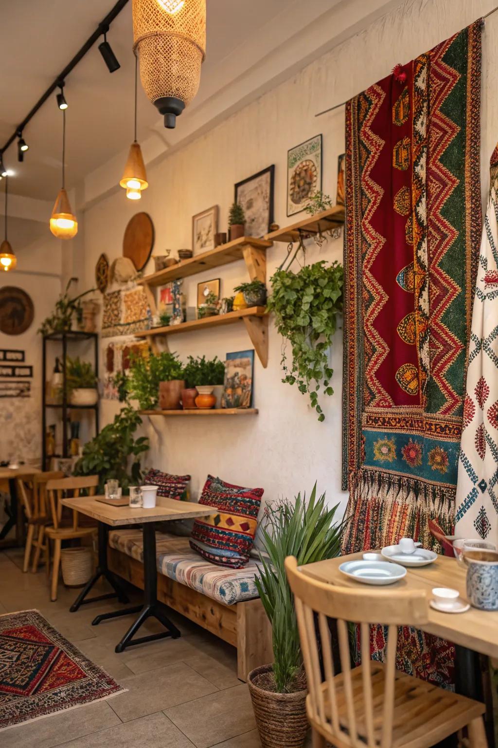 Cultural elements add a personal touch to your home cafe.