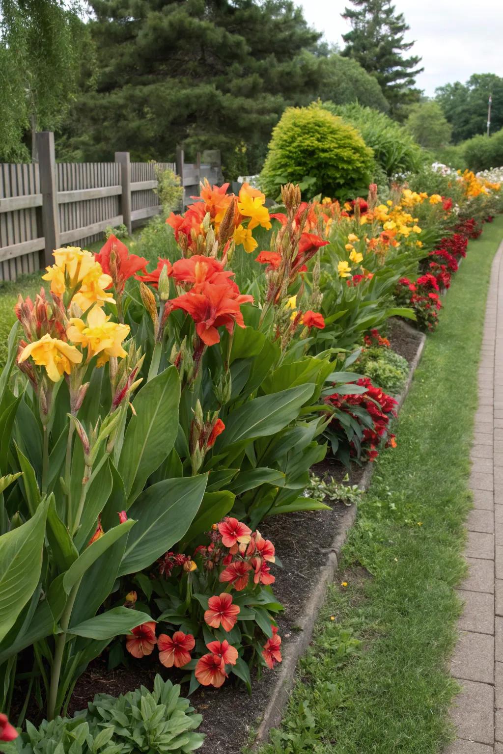 Create bold garden borders with canna lilies.