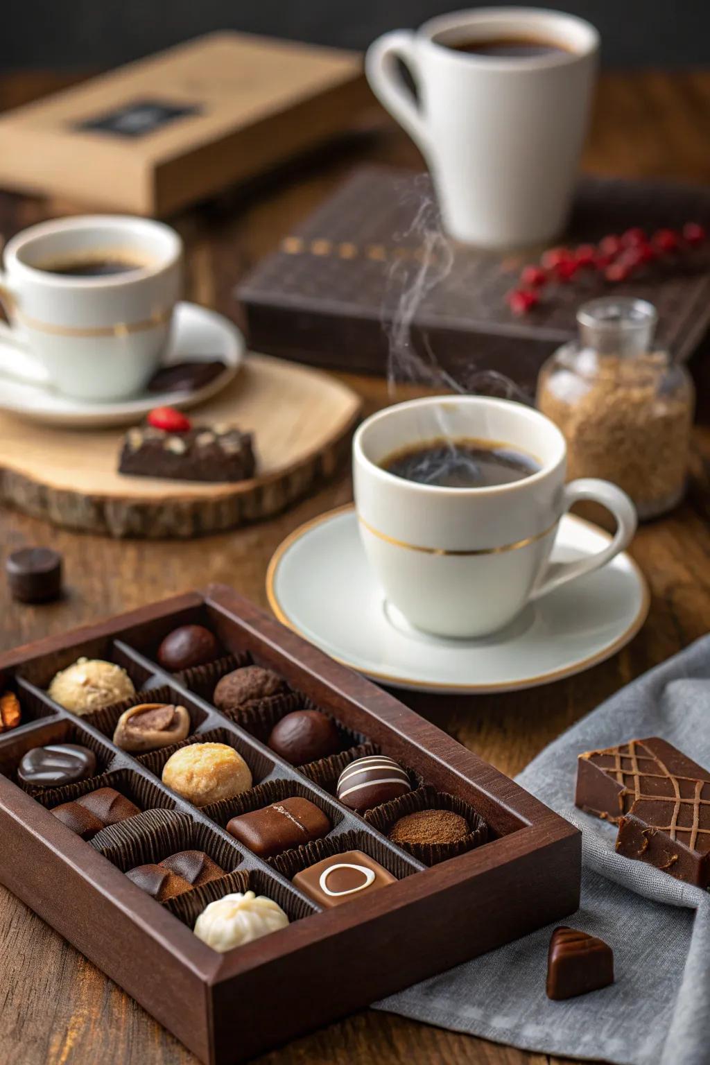 A delightful pairing of coffee and chocolate for a refined palate.