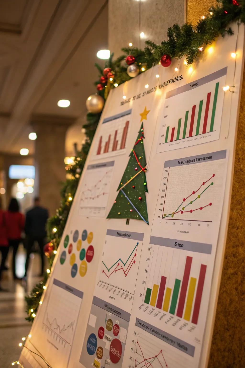 Graphs take on a holiday flair with Christmas tree designs.