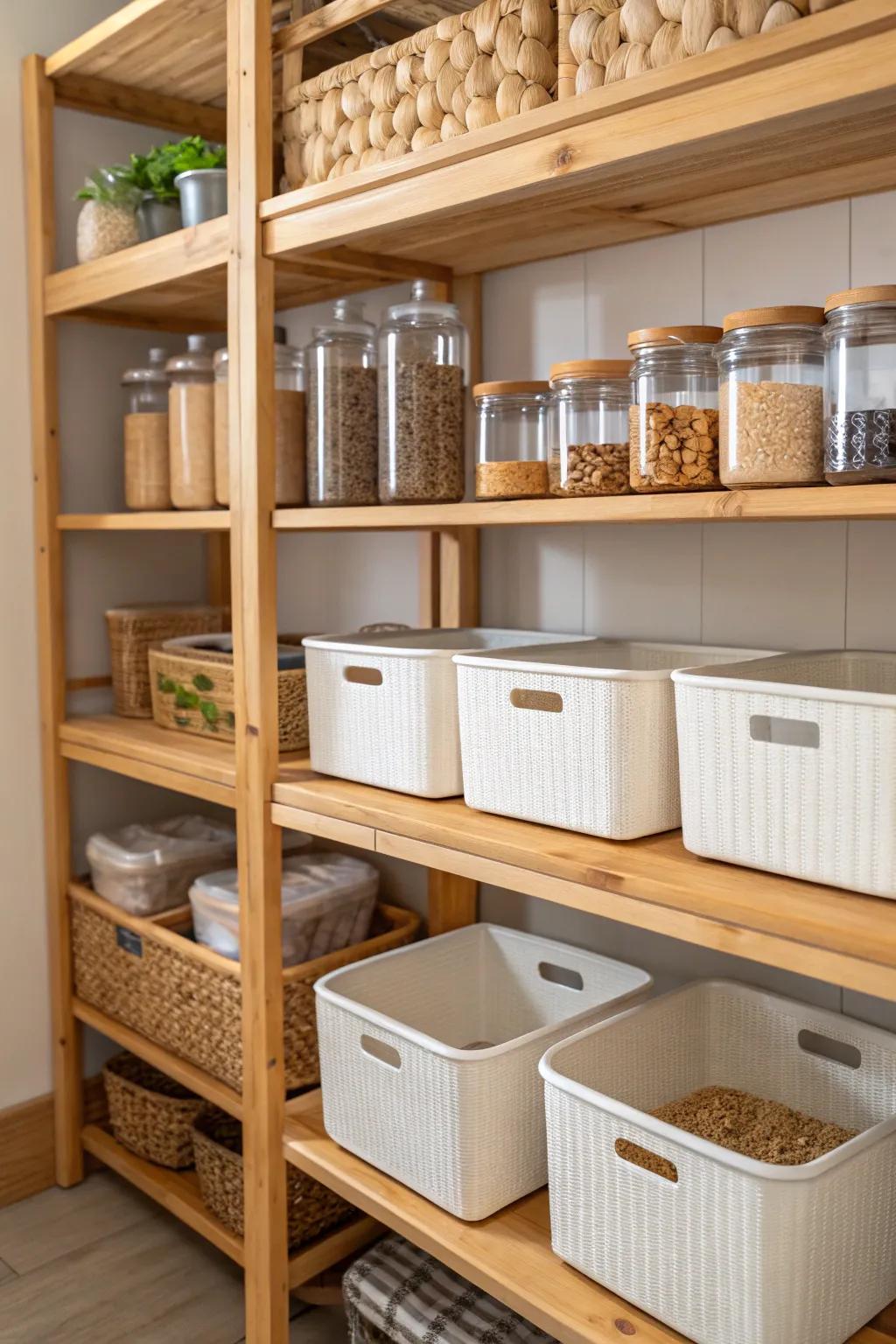 Eco-friendly materials add sustainability to your pantry.