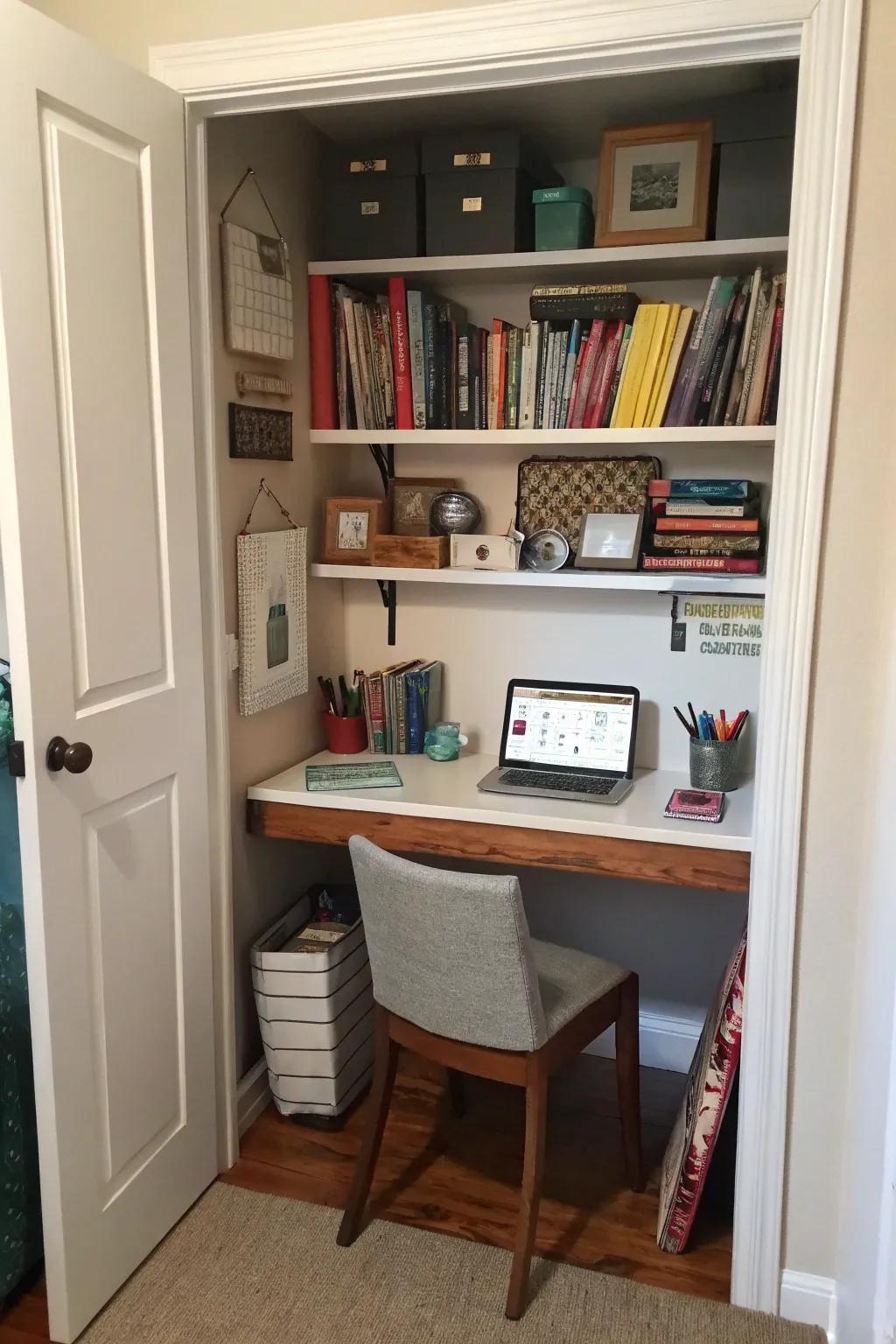 Cloffices: Compact workspaces hidden behind doors.