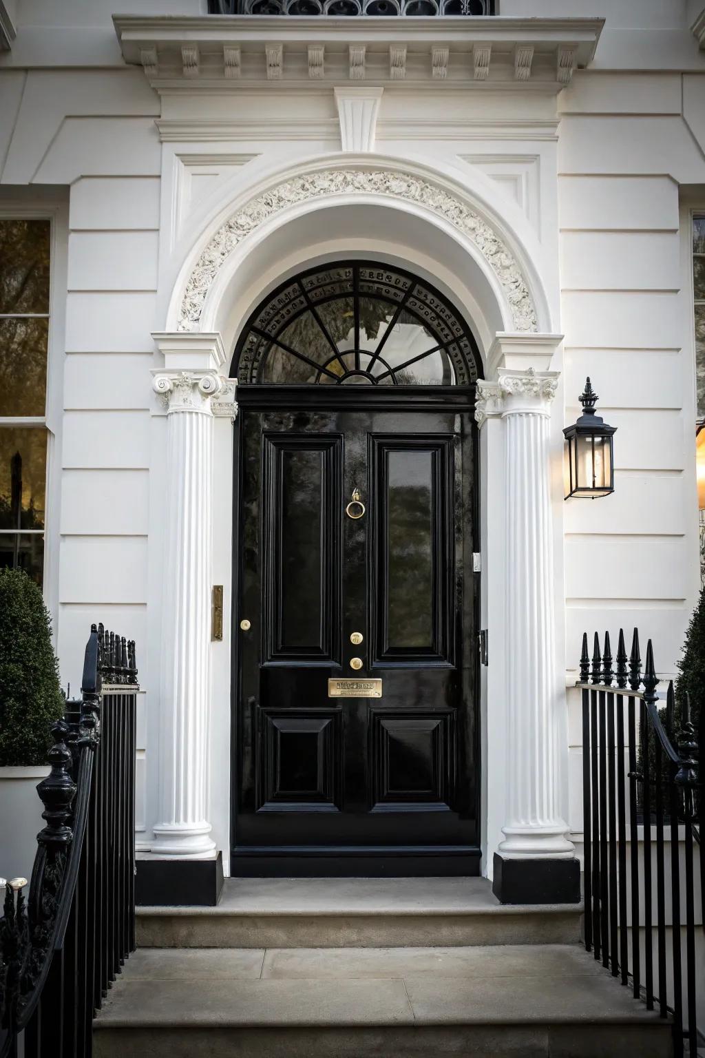 Make a bold statement with a sophisticated black front door.