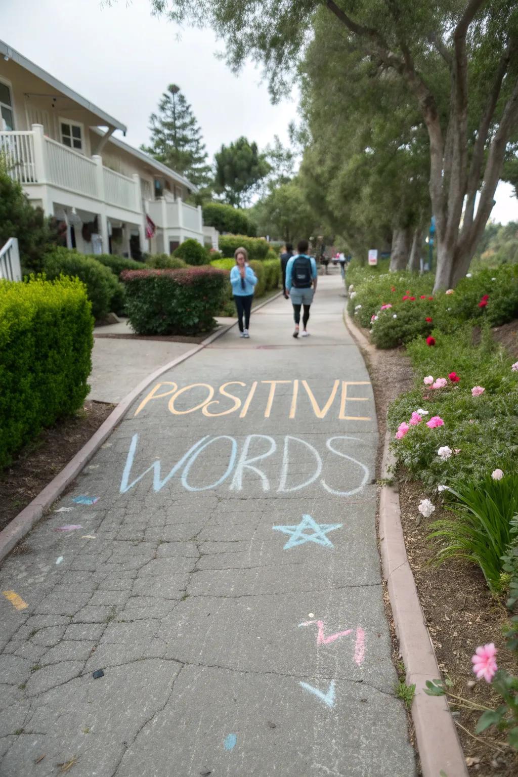 A pathway of positivity uplifts the spirits of passersby.