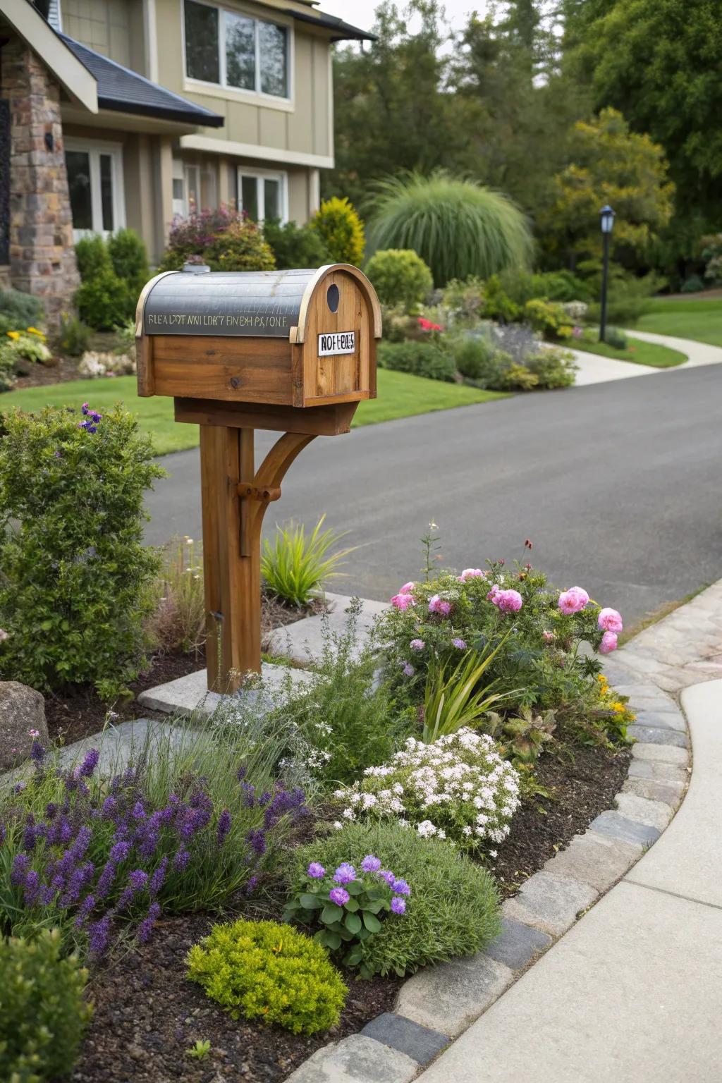 A creative letterbox serves as a charming focal point.