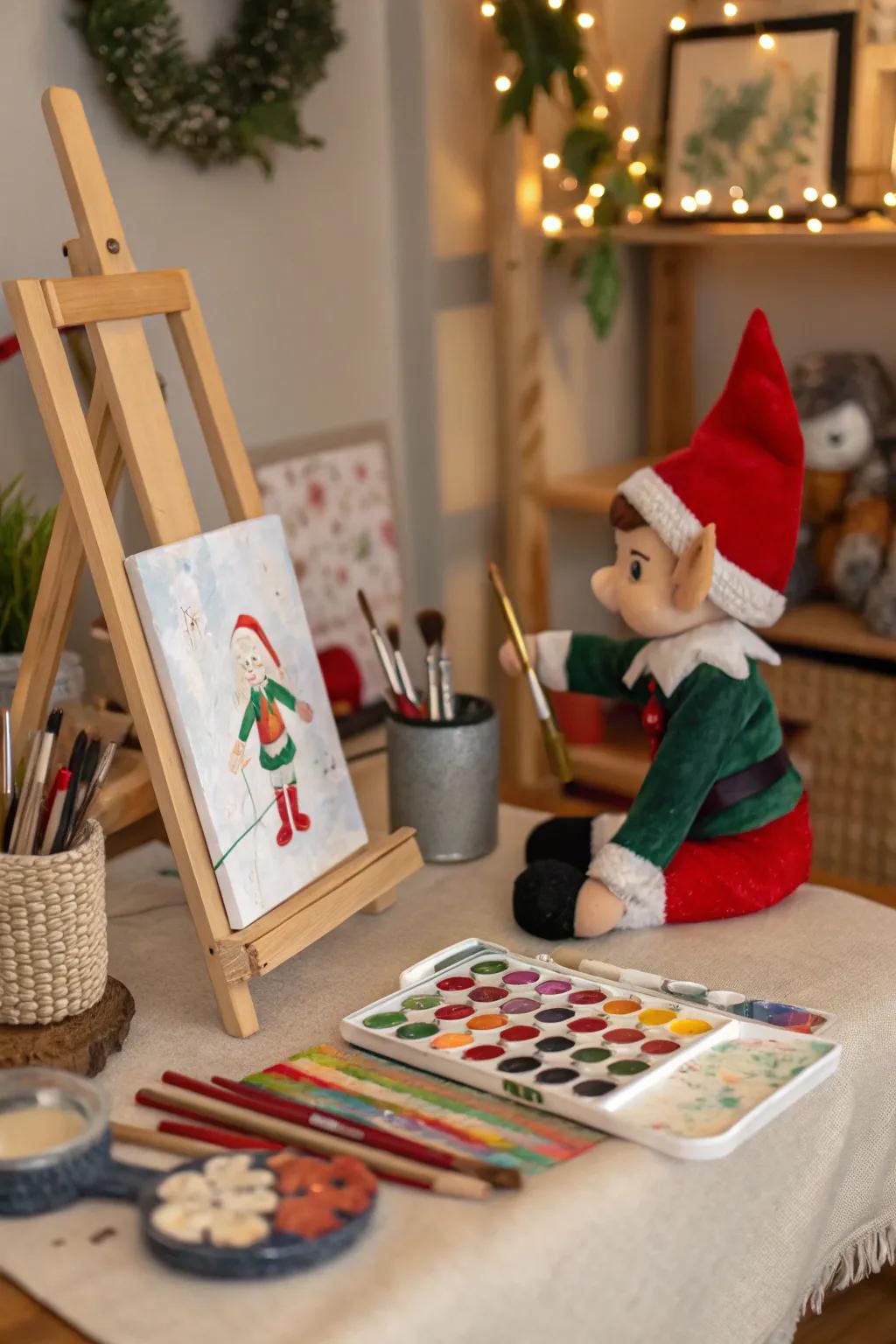 Inspire creativity with an elf artistic corner.