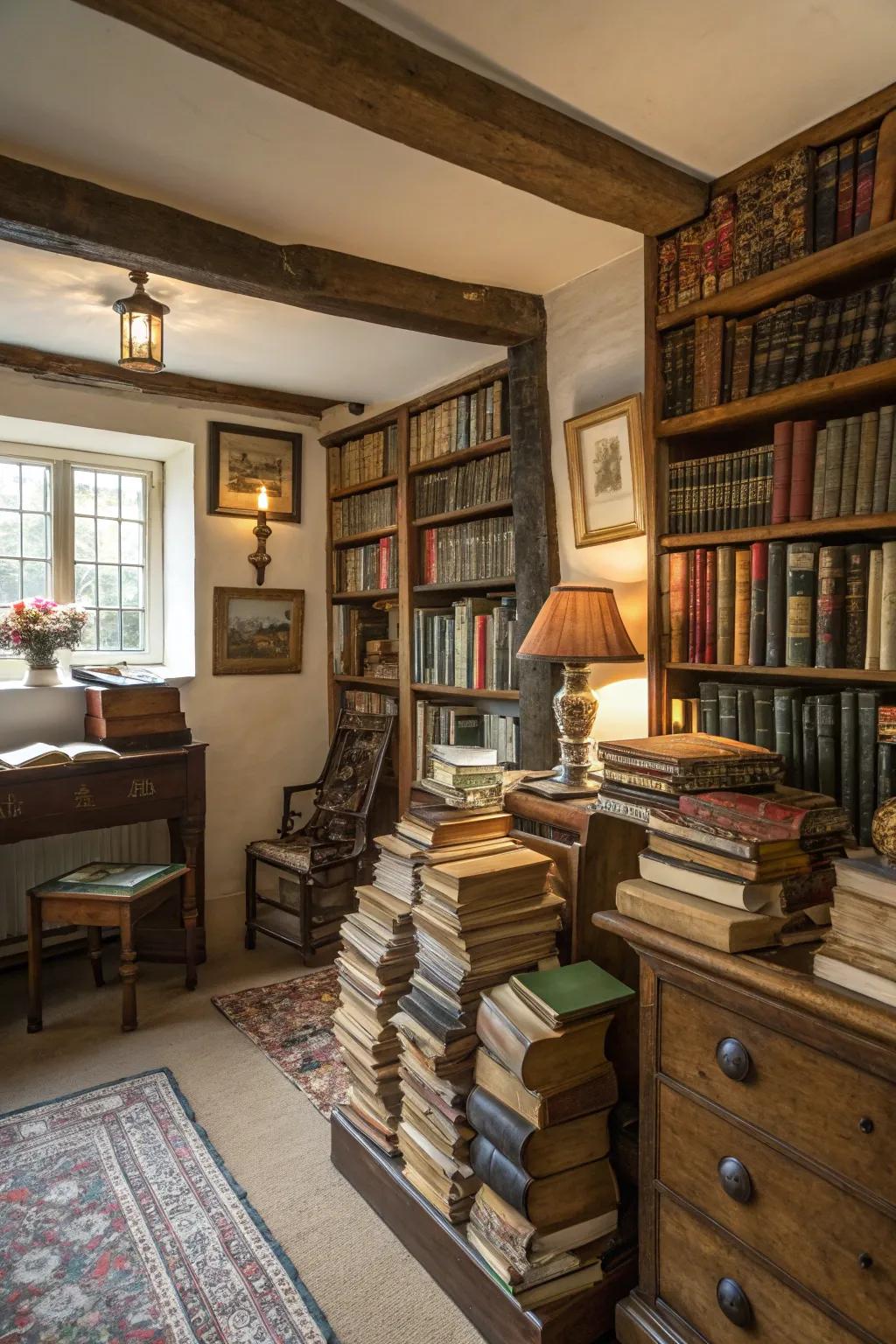 Old books add character and a literary vibe.